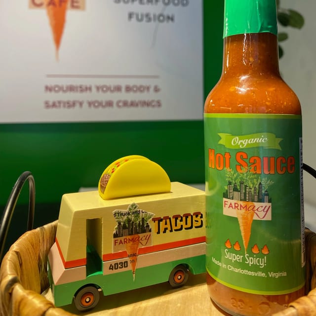 Farmacy Hot Sauce Bottle.