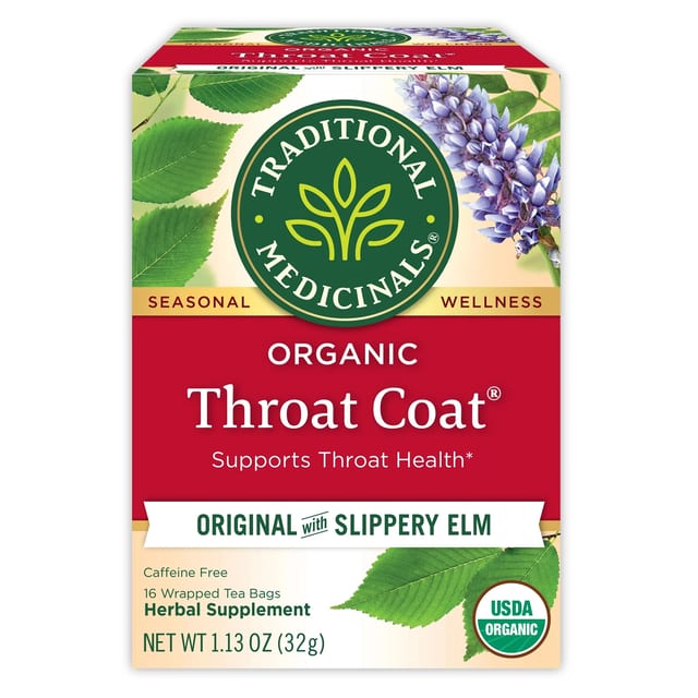 Traditional Medicinal Throat Coat Tea Box.