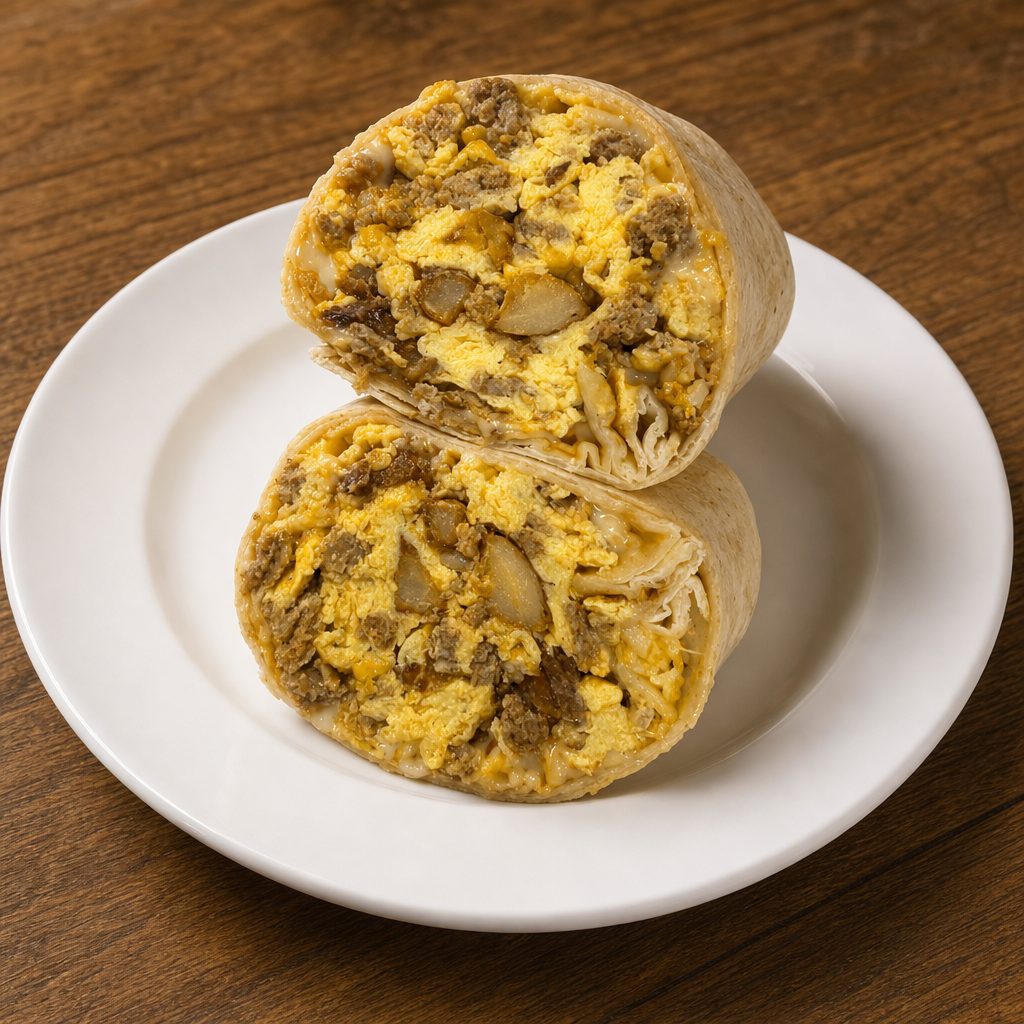 Chorizo, Egg, Cheese, and Potato Burrito.